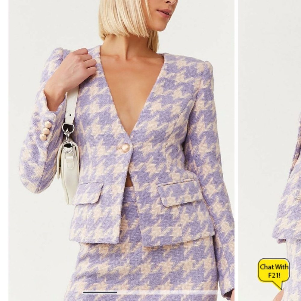 Forever 21 Tweed Houndstooth Blazer